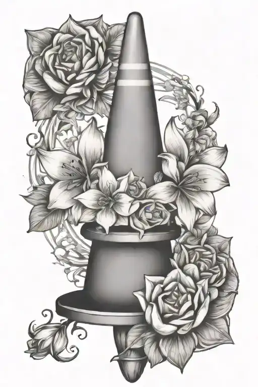 Traffic Cone With Narcissist Flowers