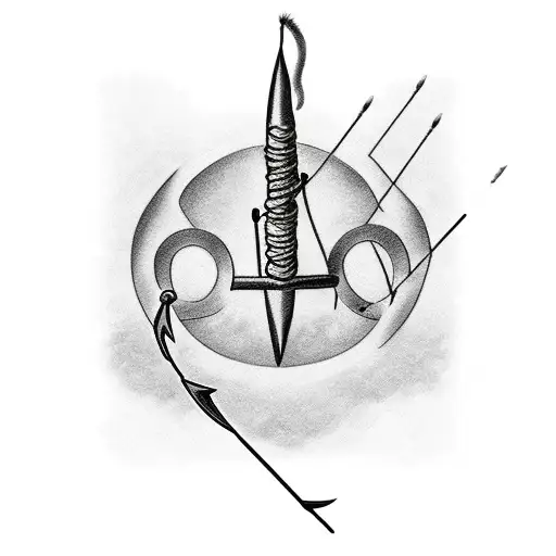 An Archer Shooting An Arrow At A Cat-shaped Target