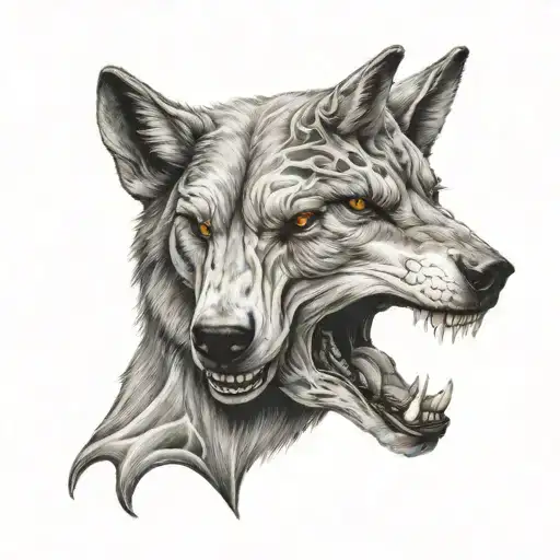 A Wolf's Head With A Rams Skull