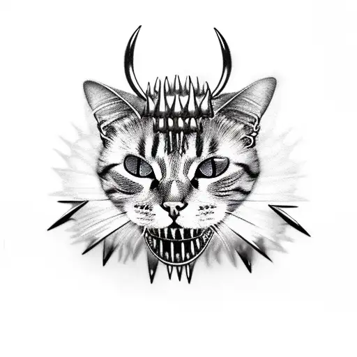 A Cat With A Skull Face And Metal Spikes As Its Fur