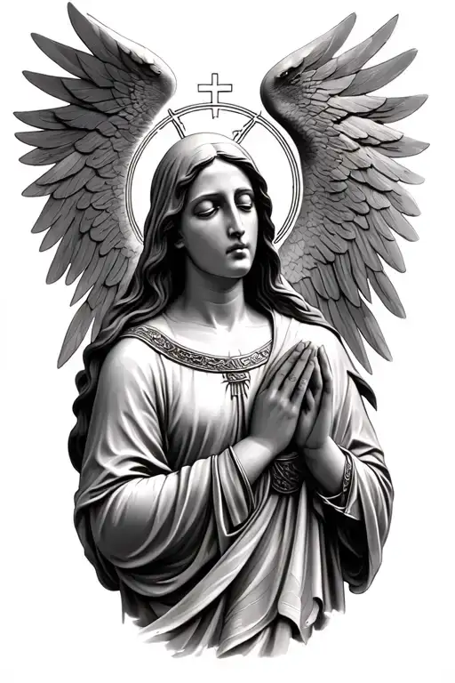 Weeping Mother Mary Praying Saint Michael
