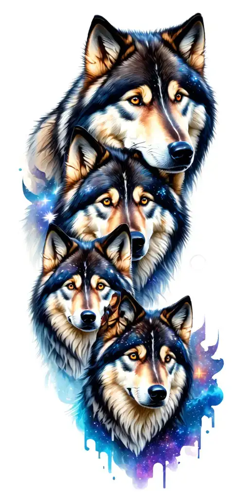4 And Galaxy Wolves With The Word Family