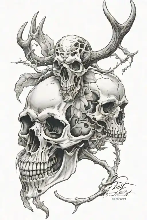 Gream Reaper And Deer Skulls