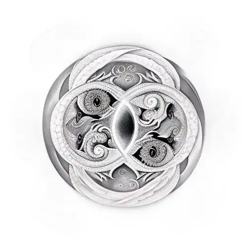 Ying-yang Symbol And A Dragon