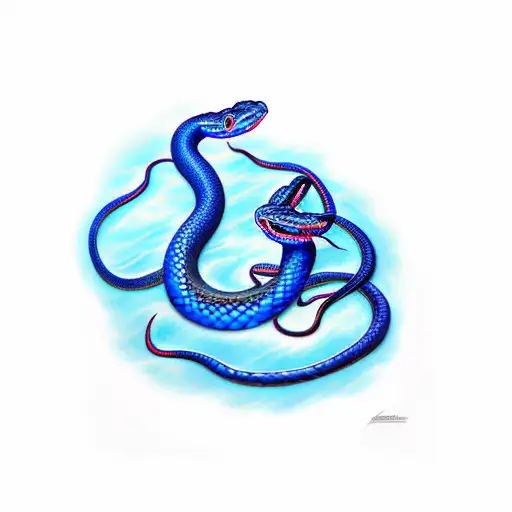 Blue Snake Around Red Heart