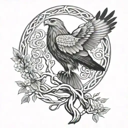 Celtic Tree Of Life With Polish Falcon