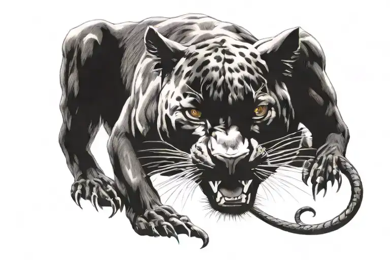 Black Panther Killing Snake