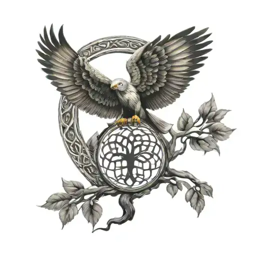 Polish Falcon Celtic Tree Of Life Intertwined