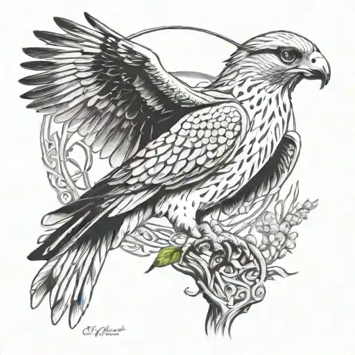 Celtic Tree Of Life Polish Falcon Perched