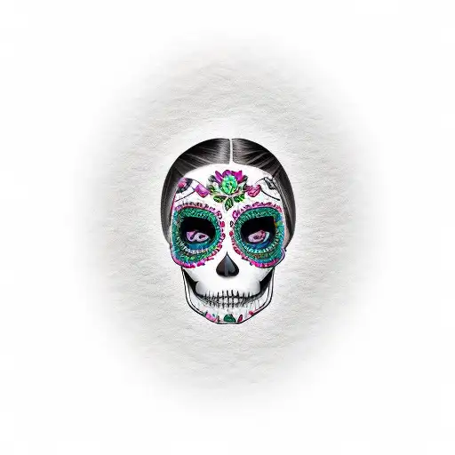 Sugar Skull Half Girl Face