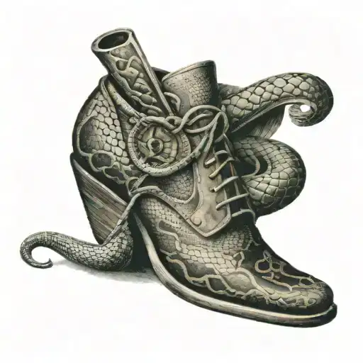 Wounded Human Heel Beside Dead Snake