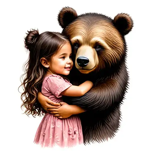 Bear Hugging A Little Girl