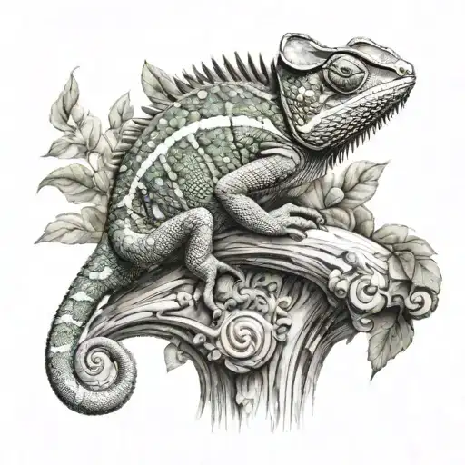 Chameleon On Roman Piller