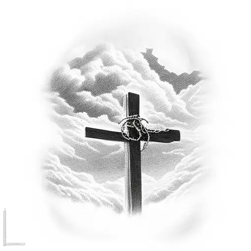 Jesus On Cross On The Mountain With Lion