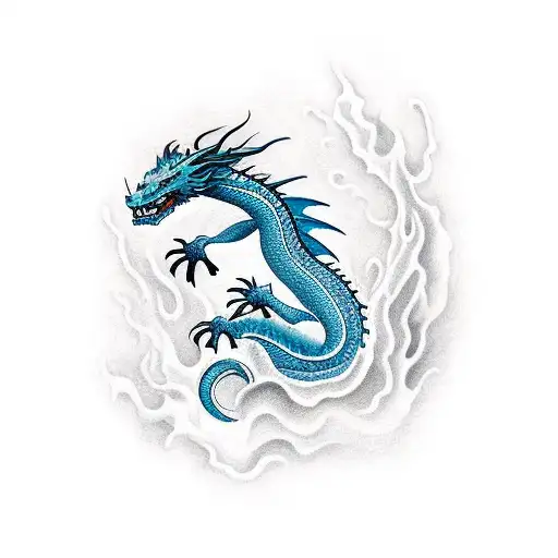 Dragon Emerging From The Ocean On A Beach