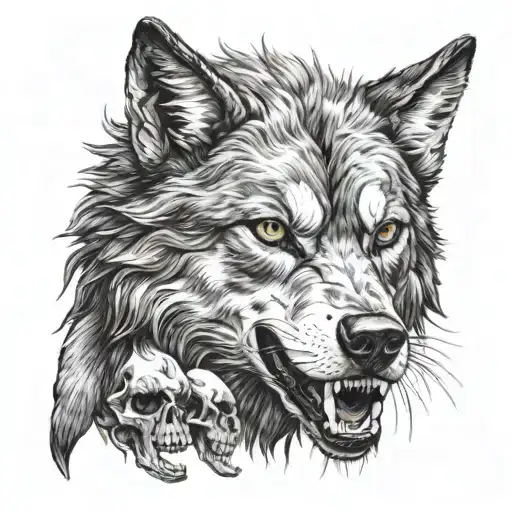 The Wolf Walks Towards The Viewer With A Small Grin And Crushes A Human Skull Under Its Paw