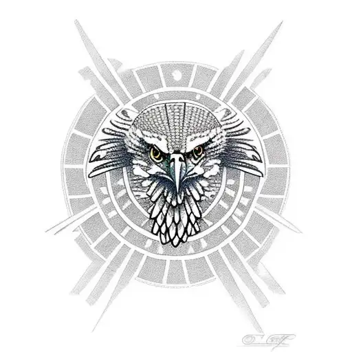 Eagle With Aztec Calendar