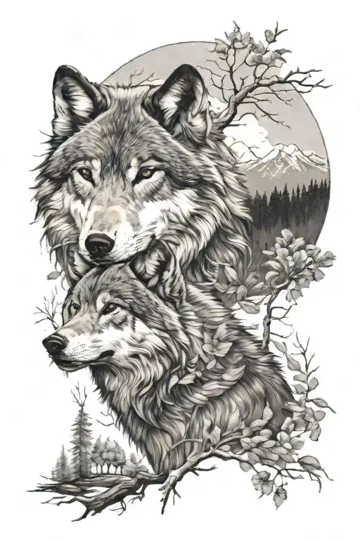 Grey Wolf And Nature
