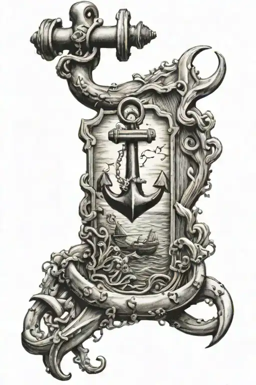 Anchor Underwater Scene With A Diver