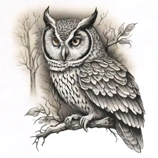 Owl Forrest Themed Half Sleeve