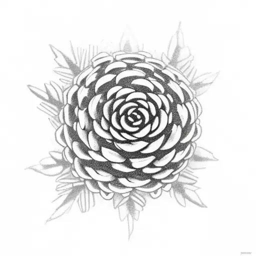 Mini Pinecone With Buttercup Flowers Through The Pinecone