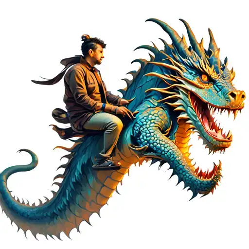 An It Professional Riding A Dragon Through A Digital Landscape