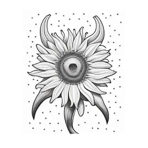 A Majestic Cow Grazing In A Field Of Vibrant Sunflowers