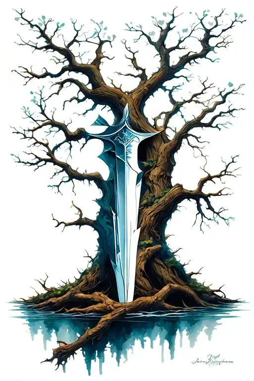 Broken Sword To Tree Of Life Intertwined