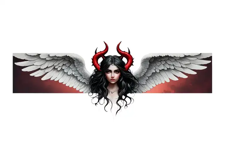 Devil Horns Holding An Female Angel