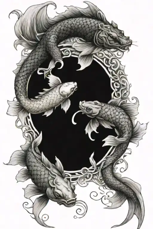 Yin Yang Koi Fish And Dragon Wrapping