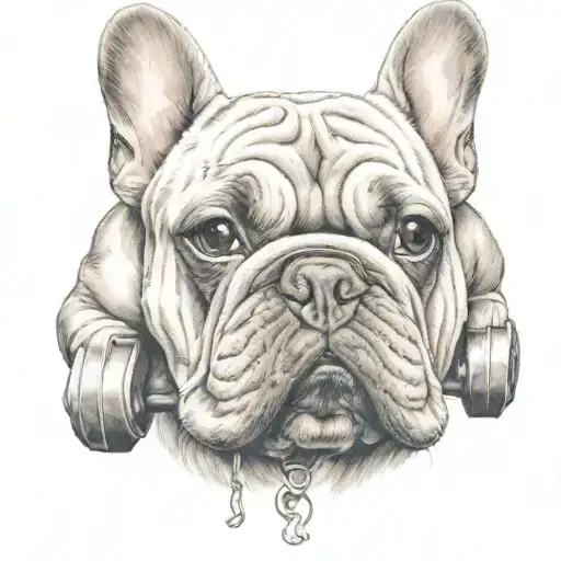 Frenchie Bulldog With Barbell