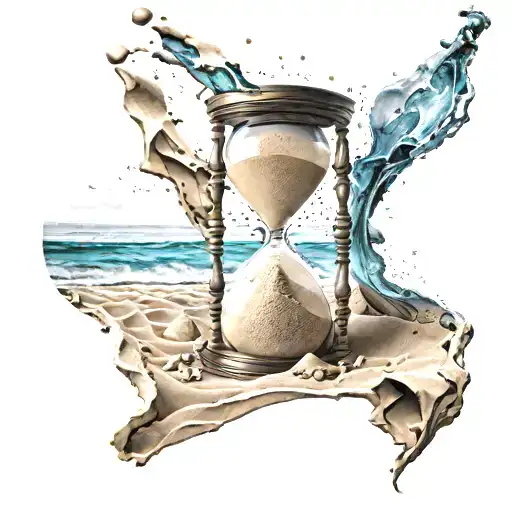 Broken Hourglass With Sand Coming Out