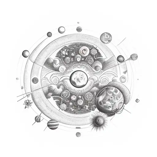 A Celestial Garden With Planets As Flowers And The Sun As The Center