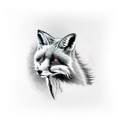 Black And Red Fox With A Long Tail