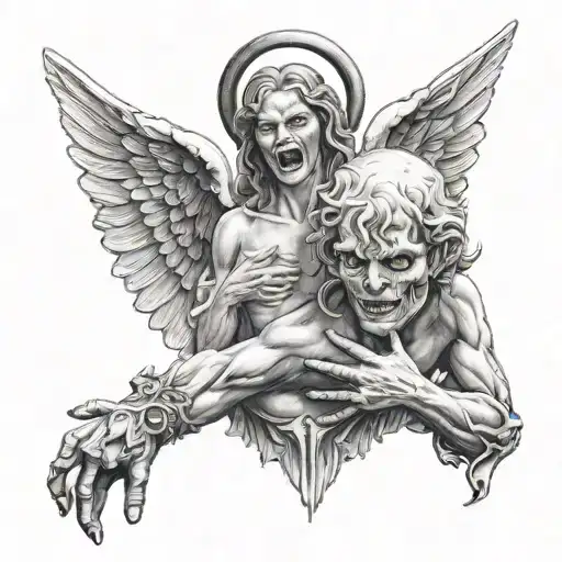 Angel Holding Demon Severed Head