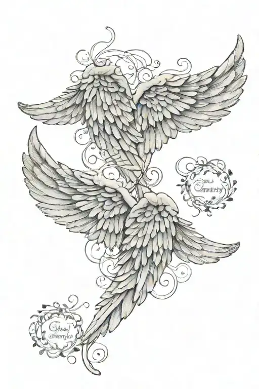 2 Angel Wings With A Name In Each