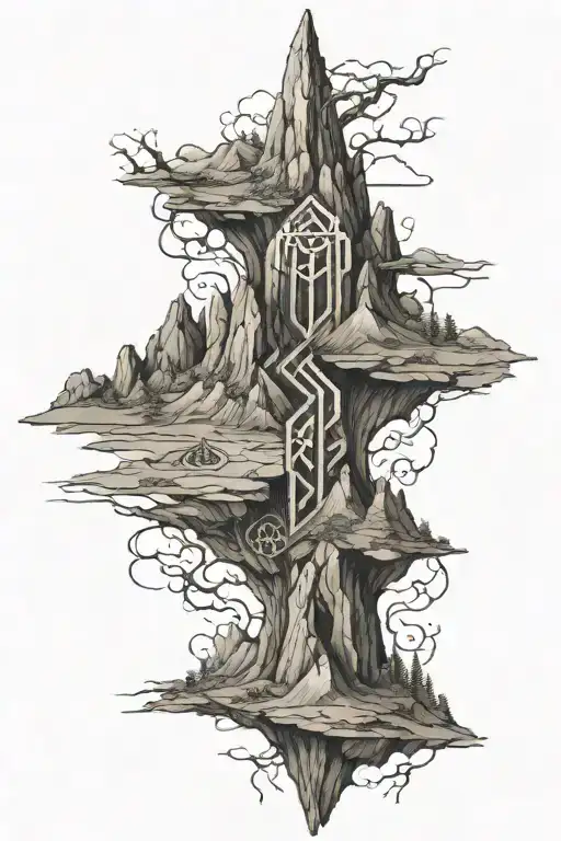 Ancient Runes Carved Into A Mountain Range