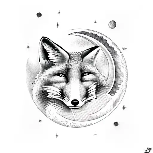 A Fox Looking At The Moon Very Lonely