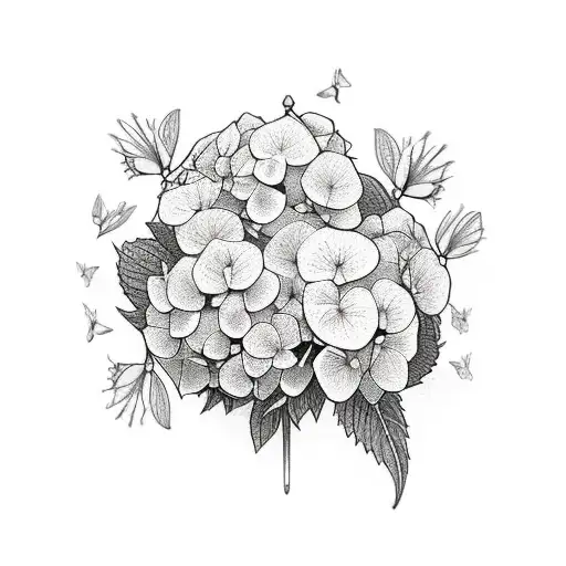 Hydrangeas With Cardinal And Butterfly