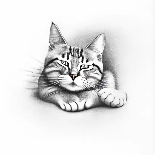 Sleeping Cat With One Paw Out