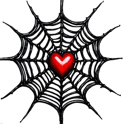 Spider Web With A Heart In The Center