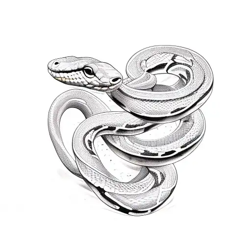 A Realistic Tattoo Of A Snake Intertwined With Tree Shedding Its Skin