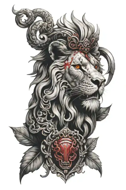 Black And Red Lion Head