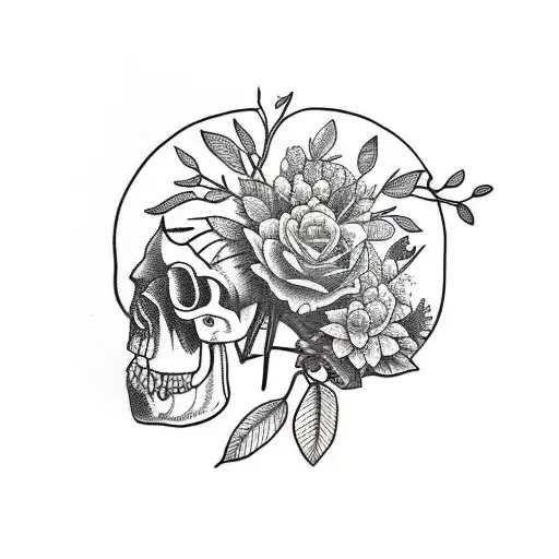 Plants Growing From A Broken Skull