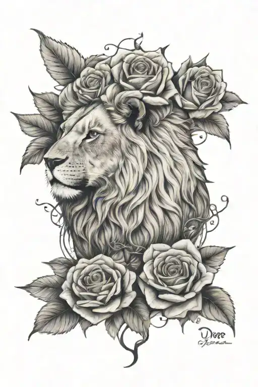 Dove Roses Lion