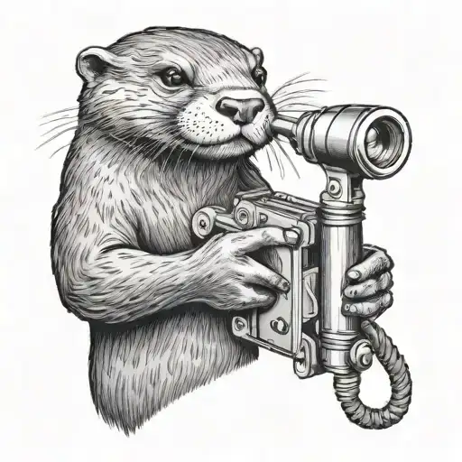 Otter Holding Tattoo Machine Gun