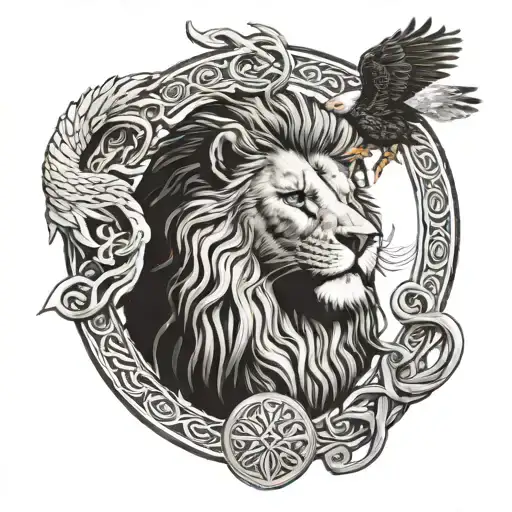 Celtic Lion And Bald Eagle