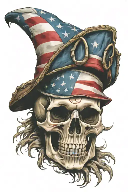 American Flag Shred Skull Revolutionary War Hat
