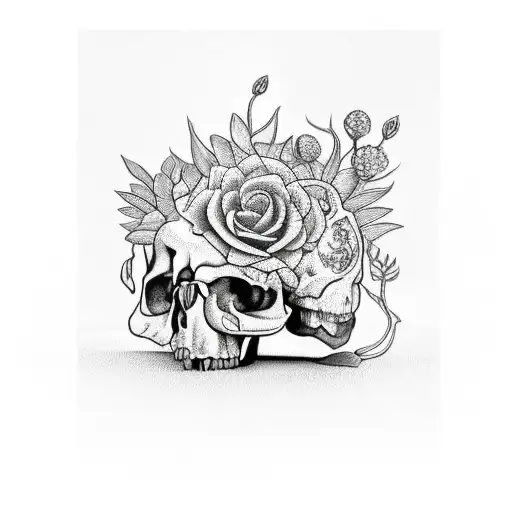 Plants Growing From A Broken Skull