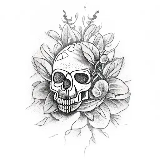 Plants Growing From A Broken Skull